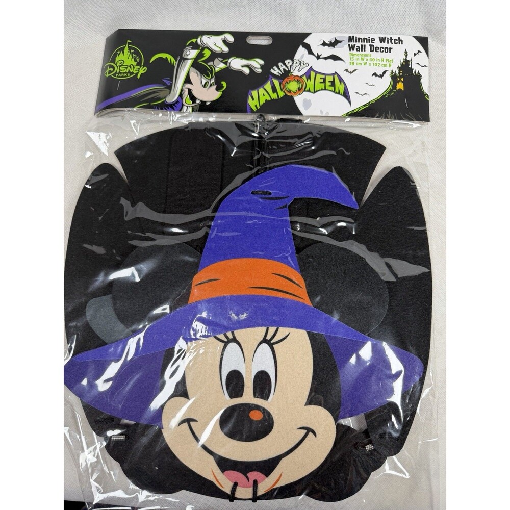 Disney Parks Minnie Mouse Witch Halloween Wall Door Decor Jointed Glow In Dark N